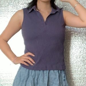 Vtg 90s preppy navy colored tank with collar